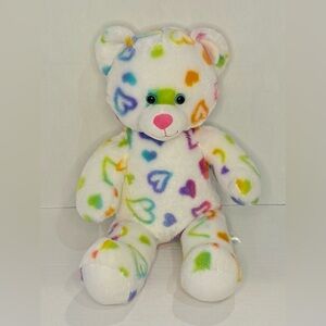 Build A Bear Workshop Bear Multi Color Heart Bear Plush 18"  Tall Hearts